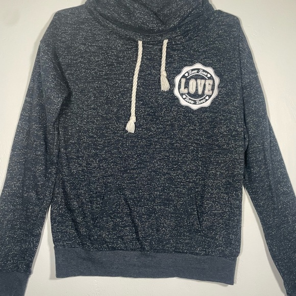 Reflex Dark Gray Speckled Hoodie w/ LOVE Patch - Size M EUC - Picture 2 of 13